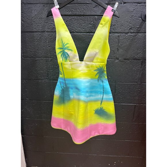 Brandon Maxwell Printed Silk Satin Mini-Dress - Picture 8 of 13